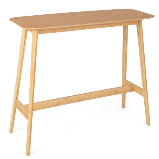 Costway 48" Natural Bamboo Bar Table High Top Console Dining Pub Table