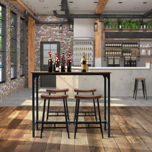 Costway 48" Rustic Brown Industrial Pub Dining Table with Steel Frame