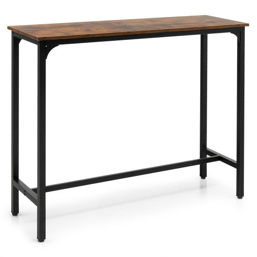 Costway 48" Rustic Brown Industrial Pub Dining Table with Steel Frame