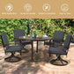 Costway 49" Brown Round Patio Dining Table Metal Slatted Table with Umbrella Hole