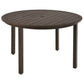 Costway 49" Brown Round Patio Dining Table Metal Slatted Table with Umbrella Hole