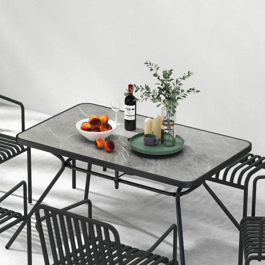 Costway 49" Gray Patio Rectangle Dining Table with Umbrella Hole