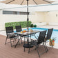 Costway 49" Gray Patio Rectangle Dining Table with Umbrella Hole
