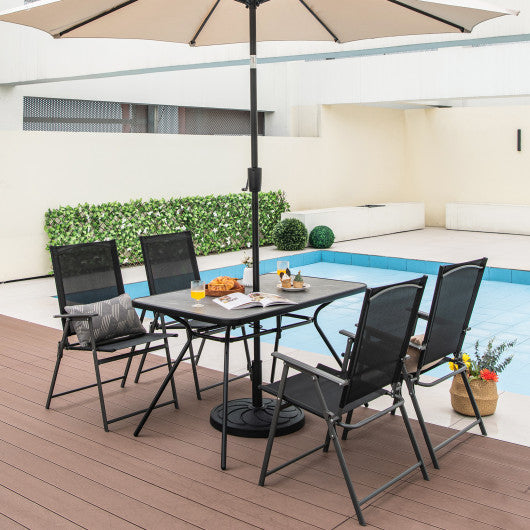 Costway 49" Gray Patio Rectangle Dining Table with Umbrella Hole