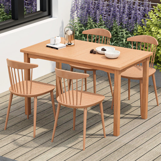 Costway 49" Rectangle Patio Teak Wood Dining Table with Slatted Tabletop Up to 6