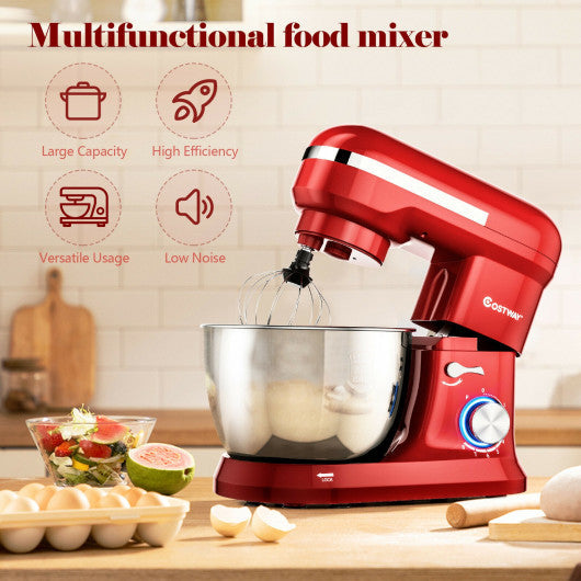 Costway 4.8 Qt 8-speed Red Electric Food Mixer with Dough Hook Beater