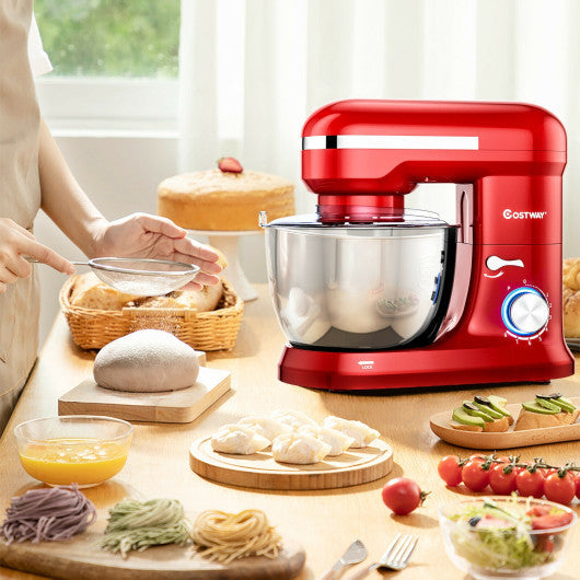 Costway 4.8 Qt 8-speed Red Electric Food Mixer with Dough Hook Beater