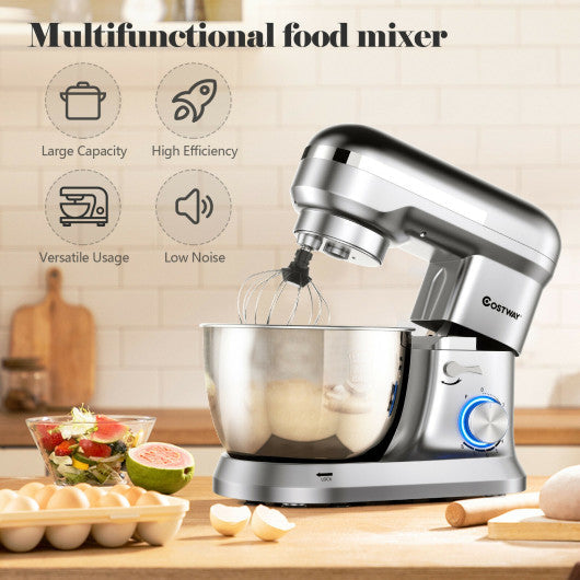 Costway 4.8 Qt 8-speed Silver Electric Food Mixer with Dough Hook Beater