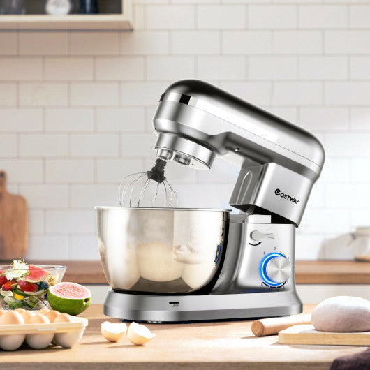 Costway 4.8 Qt 8-speed Silver Electric Food Mixer with Dough Hook Beater