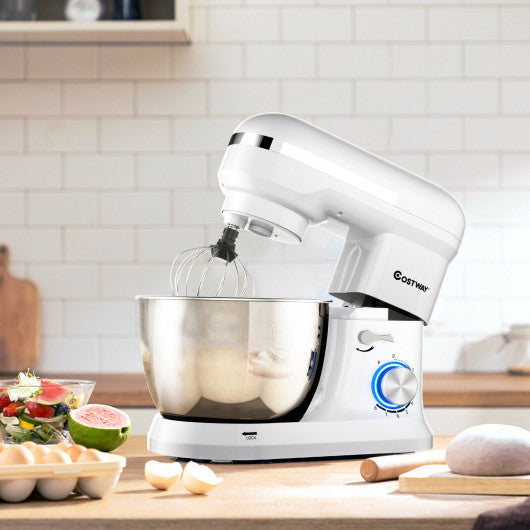 Costway 4.8 Qt 8-speed White Electric Food Mixer with Dough Hook Beater