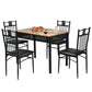 Costway 5 Pcs Black Dining Set Wood Metal Table and 4 Chairs with Cushions