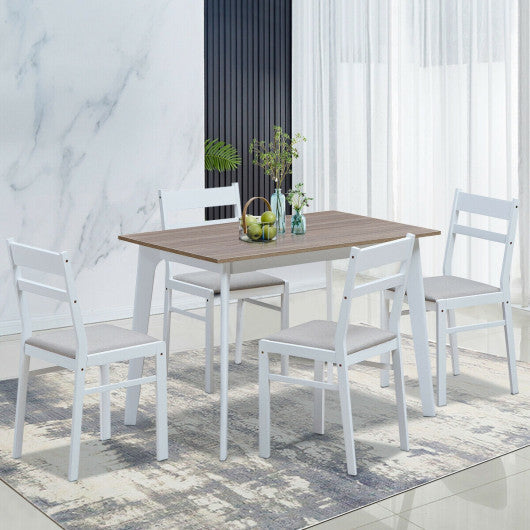 Costway 5 Piece Dining Set Table & 4 Chairs Wood Furniture Set