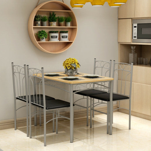 Costway 5 Piece Dining Set Table & 4 Chairs with Metal Legs