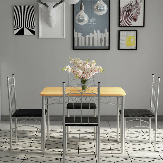 Costway 5 Piece Dining Set Table & 4 Chairs with Metal Legs