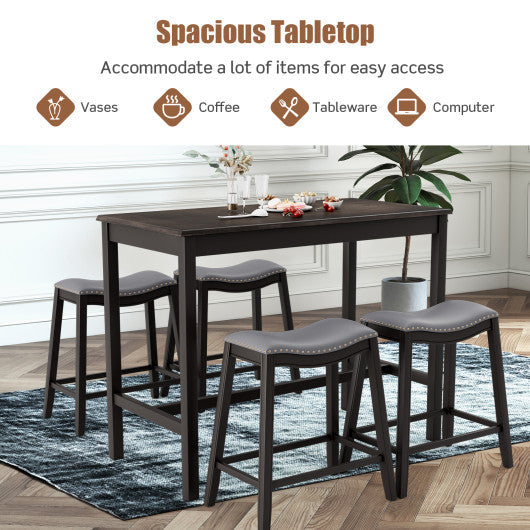 Costway 5-Piece Dining Set with 4 Upholstered Stools