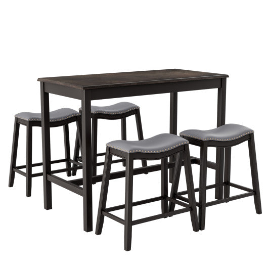 Costway 5-Piece Dining Set with 4 Upholstered Stools