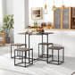 Costway 5 Piece Gray Dining Table Set with 4 Stools