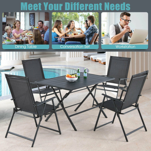 Costway 5 Piece Gray Patio Dining Furniture Set with 4 Armchairs and 1 Dining Table