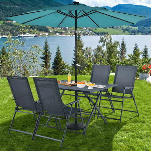 Costway 5 Piece Gray Patio Dining Furniture Set with 4 Armchairs and 1 Dining Table