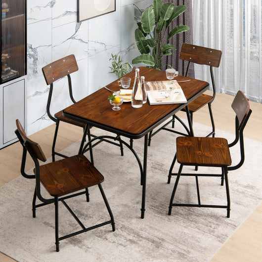 Costway 5 Piece Rectangular Dining Table Set with Metal Frame