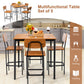 Costway 5-Piece Walnut Industrial Dining Table Set with Counter Height Table and 4 Bar Stools