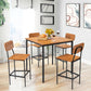 Costway 5-Piece Walnut Industrial Dining Table Set with Counter Height Table and 4 Bar Stools