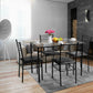 Costway 5 Pieces Dining Glass Top Table & 4 Upholstered Chairs