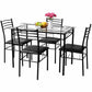 Costway 5 Pieces Dining Glass Top Table & 4 Upholstered Chairs