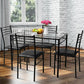 Costway 5 Pieces Dining Glass Top Table & 4 Upholstered Chairs
