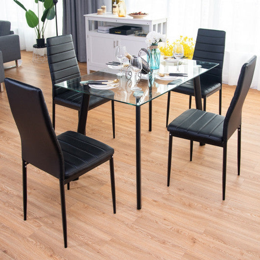 Costway 5 Pieces Dining Set Tempered Glass Top Table & 4 Chairs