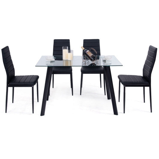 Costway 5 Pieces Dining Set Tempered Glass Top Table & 4 Chairs