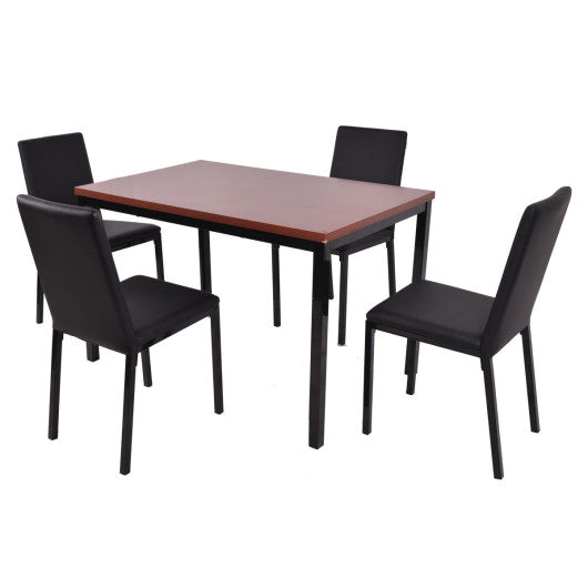 Costway 5 Pieces Dining Set with PU Leather Chairs