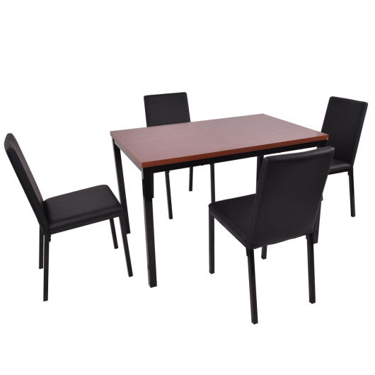 Costway 5 Pieces Dining Set with PU Leather Chairs