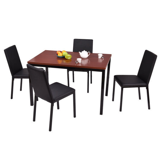 Costway 5 Pieces Dining Set with PU Leather Chairs