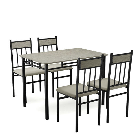 Costway 5 Pieces Faux Marble Dining Set Table with Solid Steel Frame