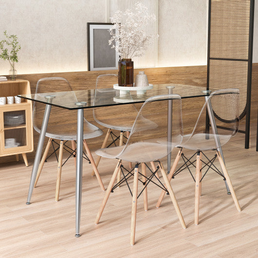 Costway 5 Pieces Gray Rectangle Dining Table Set with 51" Glass Tabletop