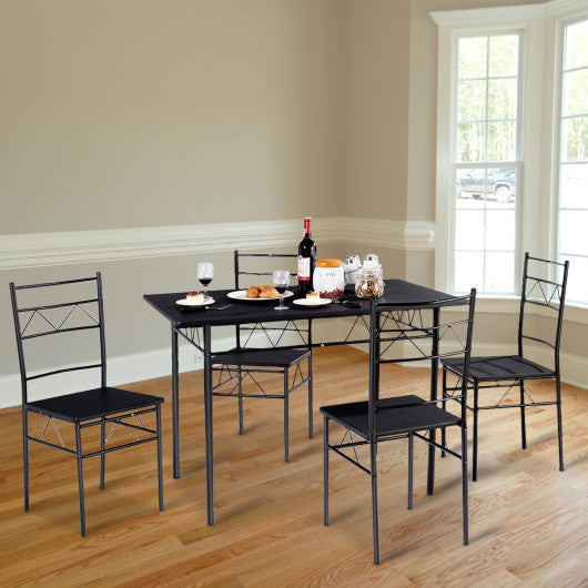 Costway 5 Pieces Metal Dining Room Table & 4 Wooden Chairs Set