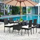 Costway 5 Pieces Modern Outdoor Patio Rattan Dining Set with Glass Top