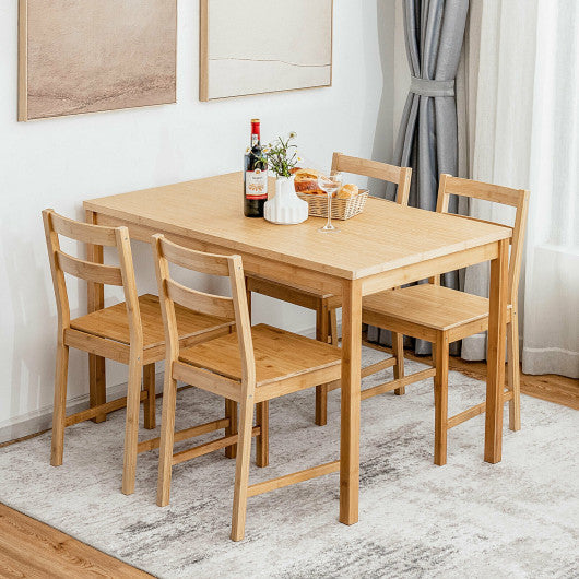 Costway 5 Pieces Natural Dining Table Set with 4 Chairs