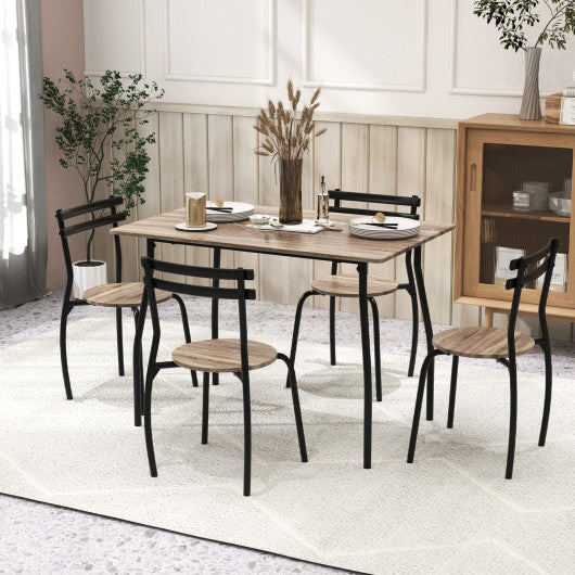 Costway 5 Pieces Natural Dining Table Set with Wood and Metal Frame