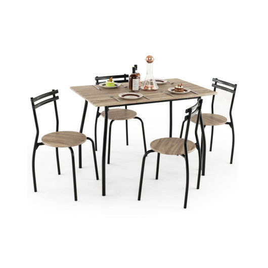 Costway 5 Pieces Natural Dining Table Set with Wood and Metal Frame