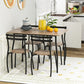 Costway 5 Pieces Natural Dining Table Set with Wood and Metal Frame