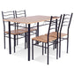 Costway 5 Pieces Natural Wood Metal Dining Table Set with 4 Chairs