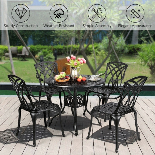 Costway 5 Pieces Outdoor Cast Aluminum Patio Dining Set with Umbrella Hole