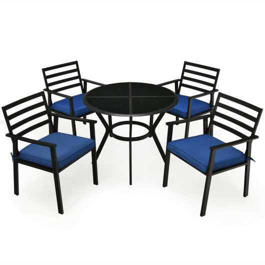 Costway 5 Pieces Outdoor Patio Dining Chair Table Set with Cushions