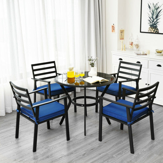Costway 5 Pieces Outdoor Patio Dining Chair Table Set with Cushions
