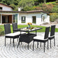 Costway 5 Pieces Outdoor Patio Rattan Dining Set with Glass Top with Cushions