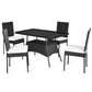 Costway 5 Pieces Outdoor Patio Rattan Dining Set with Glass Top with Cushions