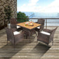 Costway 5 Pieces Patio Rattan Dining Furniture Set with Arm Chair and Wooden Table Top