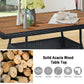 Costway 5 Pieces Patio Rattan Dining Set Table with Wooden Top